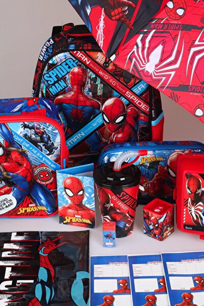 SPIDERMAN Dekomus Licensed Umbrella with Case, Single Compartment, Small Size 32 Cm, Kindergarten, Nutrition and K