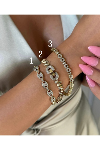 XUPING JEWELRY Jeweler Model Vip Series Gold Color Eternity 8 Steel Bracelet Item Number 3 17+2 cm