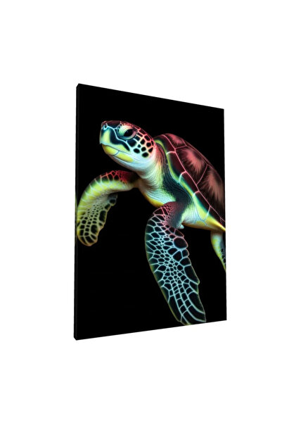 PozaTablou Pictură pe pânză: Broască țestoasă în culori neon 20x30 cm