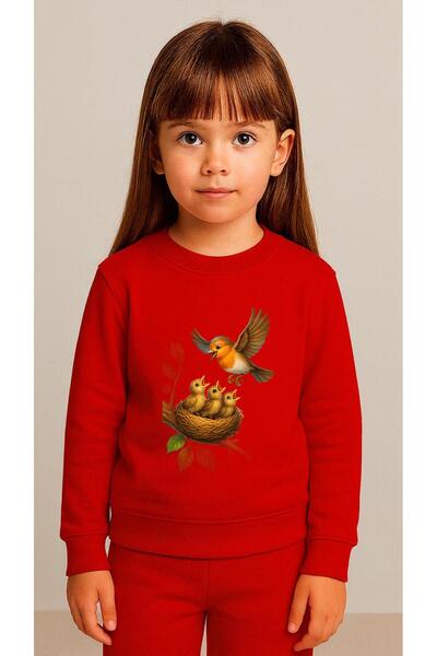 playwear Παιδικό Φούτερ Σετ Ρούχων με στάμπα FEEDING BIRD για Κορίτσια και Αγ...