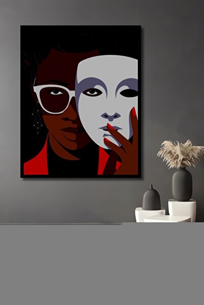 Caddemia Διακοσμητικό Ξύλινο Τετράγωνο Πίνακας Κρυφής Μάσκας με Εμφάνιση Πλαι...