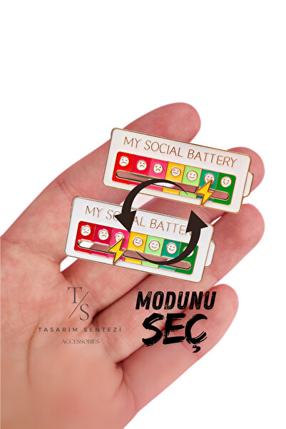 Tasarım Sentezi Rozet Metal Broş Beyaz Ayarlanabilir Sosyal Pil Sarj Batarya ...