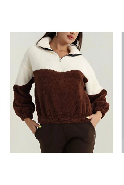 MODA Bel ve kol lastikli Welsoft kadın peluş sweat