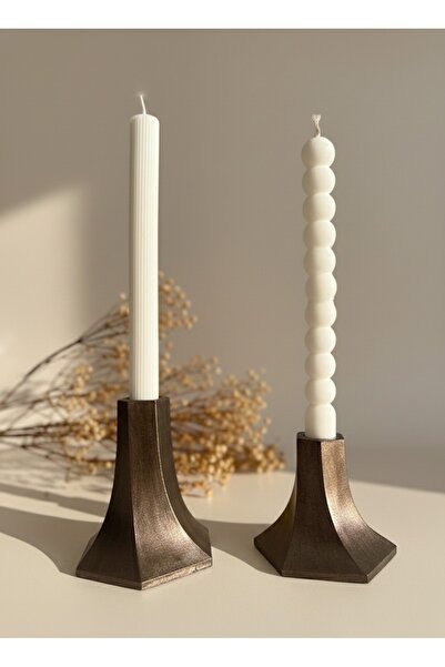 Rigello Home Bronze Lunox 2'li Şamdan, Mumluk