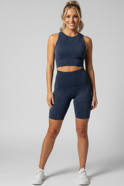 SETRİCA fără cusături talie înaltă efect modelator Efect CROP BUSTIER - Jambiere Biker Costum Sport Set Yoga Pilates Fitness