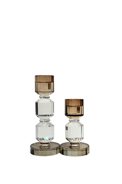 Lara Decor Sofia Kahve Kristal Şamdan Seti