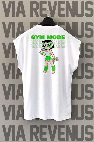 Vordevia Gym Mode Power Girls Sırt Baskılı Sıfır Kollu %100 Pamuk Spor Tshirt