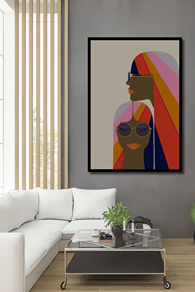 Caddemia Tablou decorativ din lemn cu aspect de ramă, cu ochelari colorați, p...