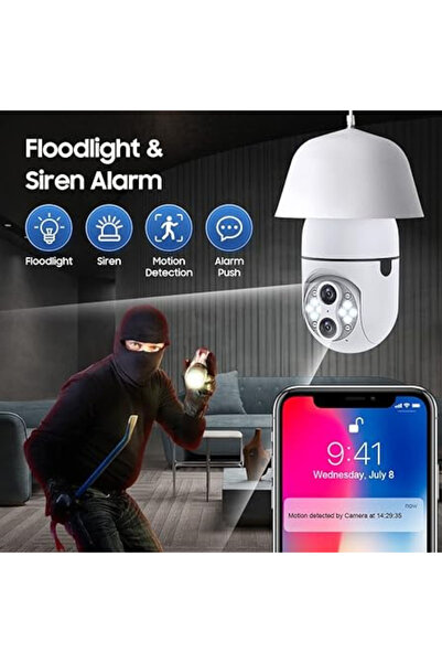 Trendoro 360° WiFi Bulb Surveillance Camera, Color Night Vision, Compatible with IOS & Android