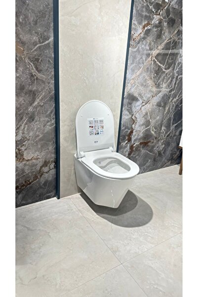 Seramiksan Stella Rim-Out Parlak Beyaz Asma Klozet Stella Orjinal Yavaş Kapan...