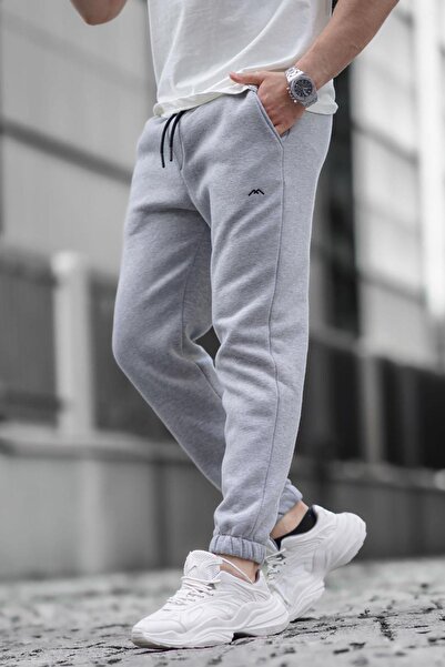 Madmext Gray Basic Elasticated Sweatpants 6524