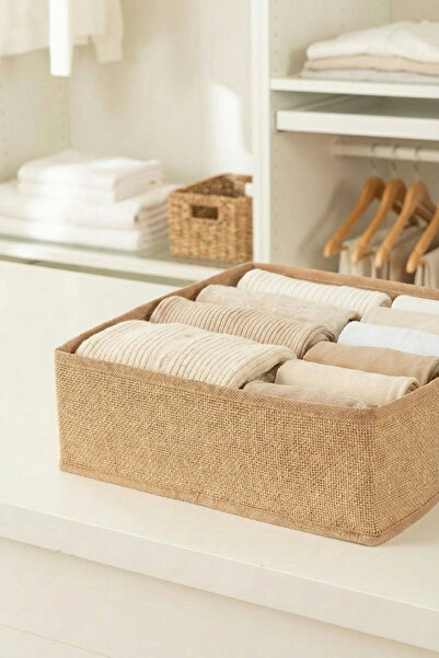 REKHOME Jute Drawer Cabinet Organizer Storage Box Children's and Baby's Room Organizer Set
