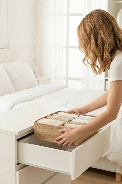 REKHOME 2-Piece Jute Drawer Cabinet Organizer Storage Box Children's and Baby's Room Organizer Set