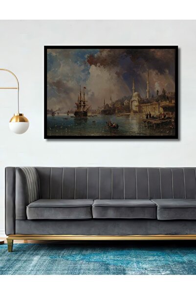 Caddemia Tablou decorativ din lemn cu aspect de ramă, cu peisaj de Istanbul, ...