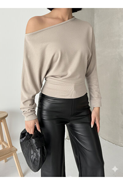 BEJNA Γυναικεία μπλούζα με υφή Modal με χρώμα πέτρας