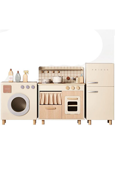 bebeLOGIC Kids Kitchen Set, Stove, Sink, Washing Machine, Refrigerator, Realistic Experience