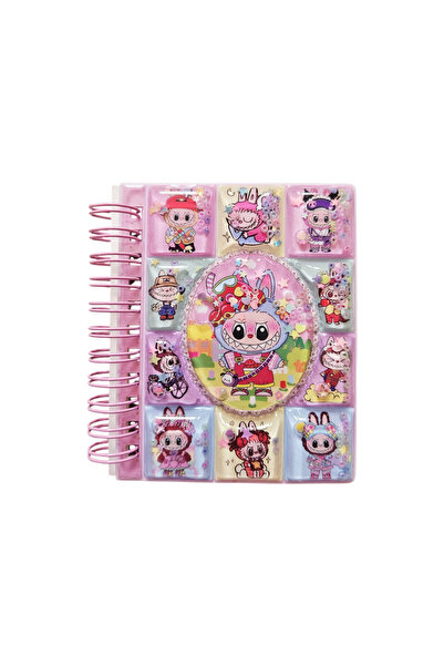 Fancy Space Labubu Water Glitter 3D Cover Sticker Notepad