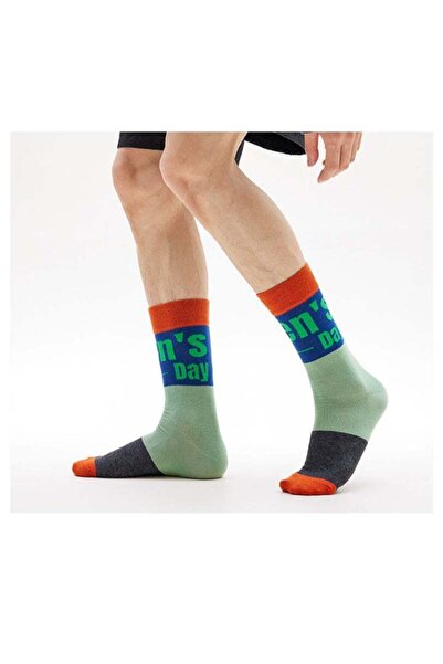 Generic Orange Life Men's Colorful Geometric Crew Socks - Combed Cotton, Breathable, Antibacterial