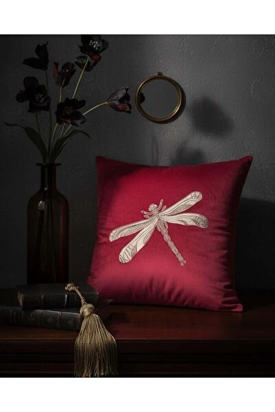 ref crea Dragonfly Embroidered Throw Pillow Cover Fuchsia - Silver