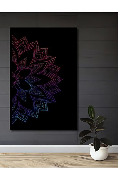 Caddemia Tablou decorativ din lemn cu aspect de ramă, cu model Mandala colora...