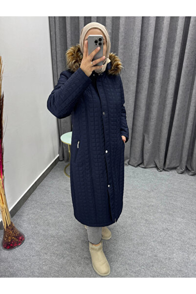 TUTveAL Collection Γυναικείο παλτό με επένδυση από γούνα Μακρύ καπιτονέ παλτό με κουκούλα Παλτό μεγάλου μεγέθους