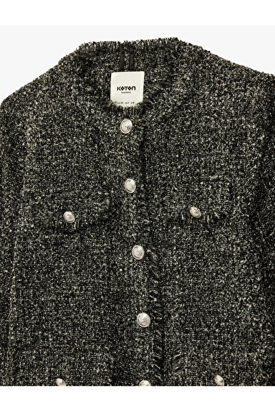 Koton Дългоръкавно сако от туид с копчета и велосипедна яка