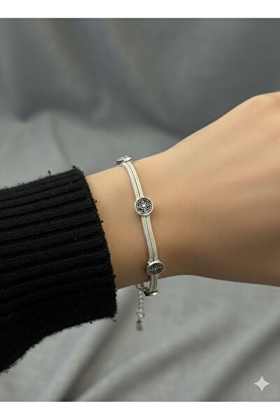 neşe silver 925 Ayar Özel Tasarım El İşi Midyat Hasırı Gümüş Bileklik