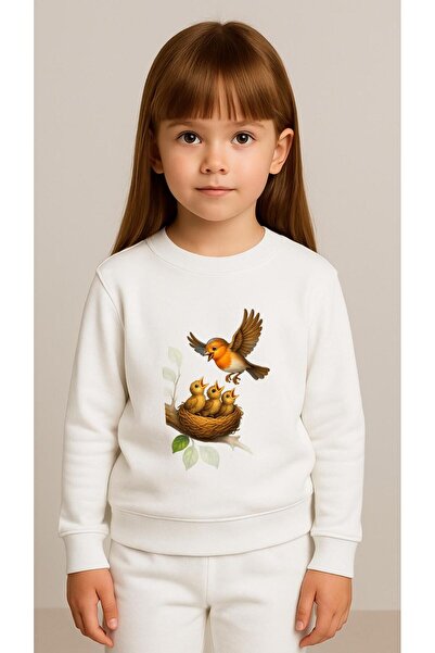 playwear Παιδικό Φούτερ Σετ Ρούχων με στάμπα FEEDING BIRD για Κορίτσια και Αγ...
