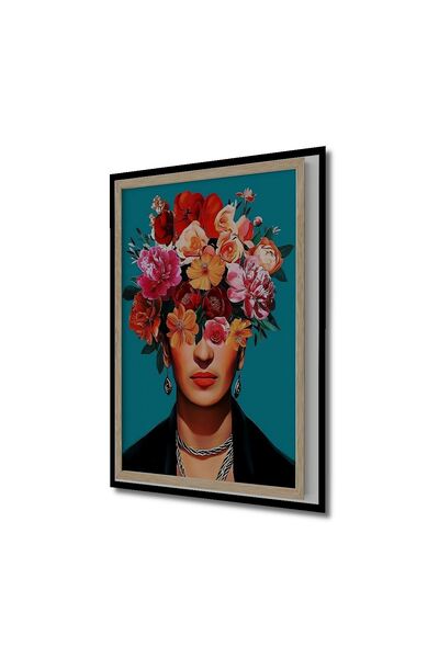 Caddemia Tablou decorativ din lemn, cu flori pătrate, cu aspect de ramă, pent...