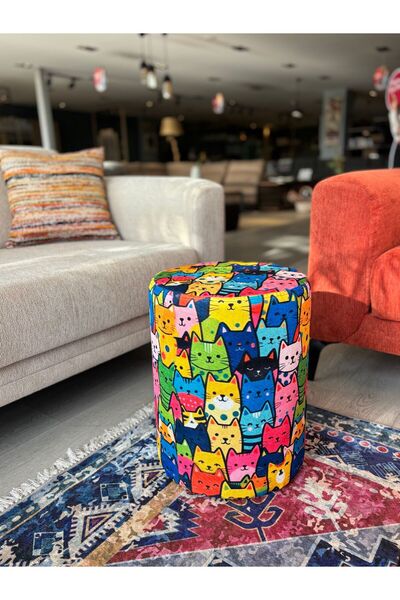 Akse Design Kedi Desen Puf