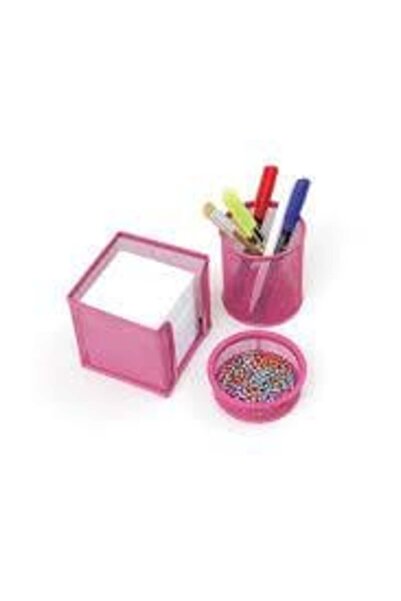 VİVA طقم مكتب إينوكس 3 قطع باللون الوردي