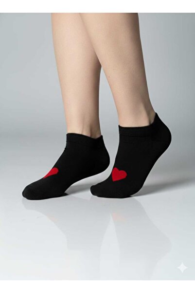 belincia Bamboo Black Women's Booties Socks Apple Heart Pineapple Patterned