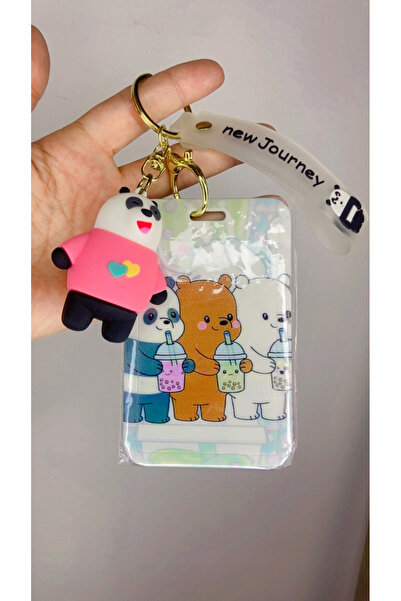 synshop 3 Bear Buddies Teddy Silicone Keychain Card Holder Bag Charm Ornament Workplace Hospital School Gift