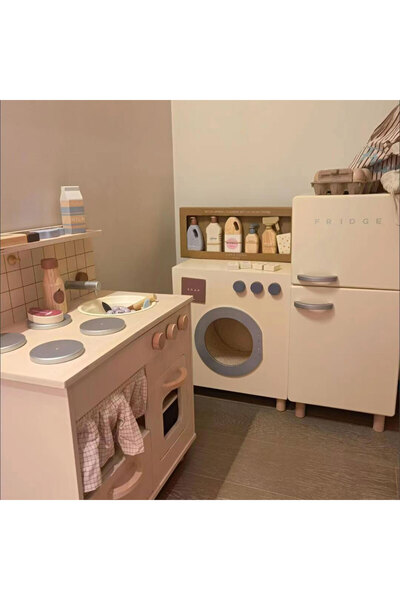 bebeLOGIC Kids Kitchen Set, Stove, Sink, Washing Machine, Refrigerator, Realistic Experience