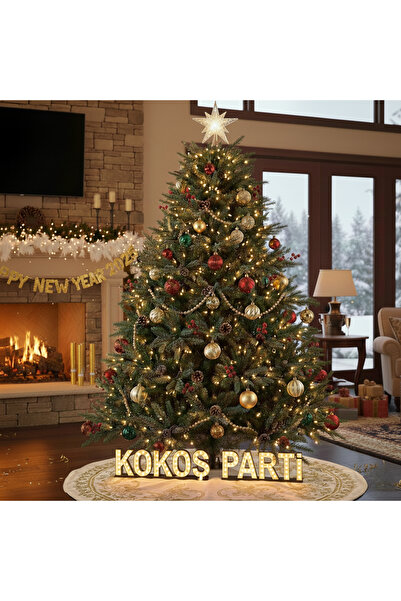 Kokoş Parti İthal Yoğun Ve Gür Dallı Yılbaşı Çam Ağacı • Metal Ayaklı • 180 ...