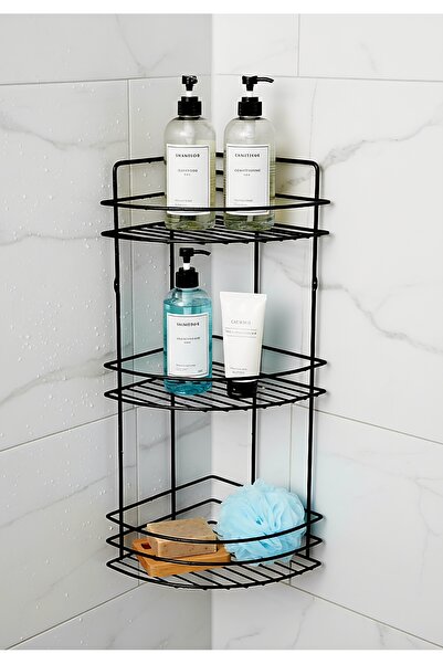 NOYALES HOME رف زاوية للحمام من الفولاذ المقاوم للصدأ باللون الأسود مكون من ث...
