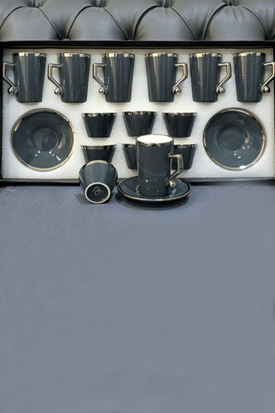 Generic 18-piece tea set with saucers and coffee cups in an attractive design