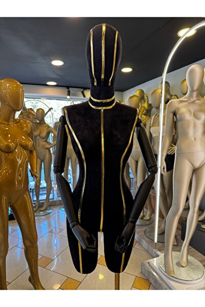 MD Vİtrin Dekorasyon 38 Beden Ahşap Kollu Pantolon Giyebilen Özel Siyah/Gold ...