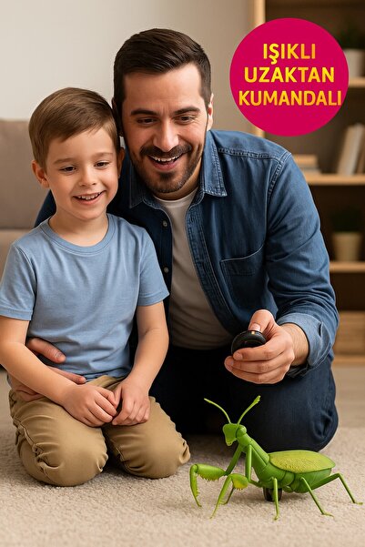TOYFEST Isıklı Uzaktan Kumandalı Dev Çekirge Şaka Oyuncak Hareketli Kızılötes...