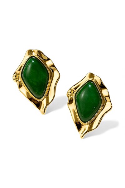 neslyaccessories Large green gold edge earrings
