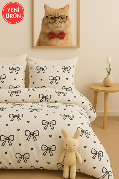 Sheri Home Tekstil Fiyonk Tek Kişilik Nevresim Seti Yorgan Kılıfı +1 adet Yas...