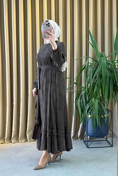 MissWhence 38806 Cupro Lace Detailed Dress Brown