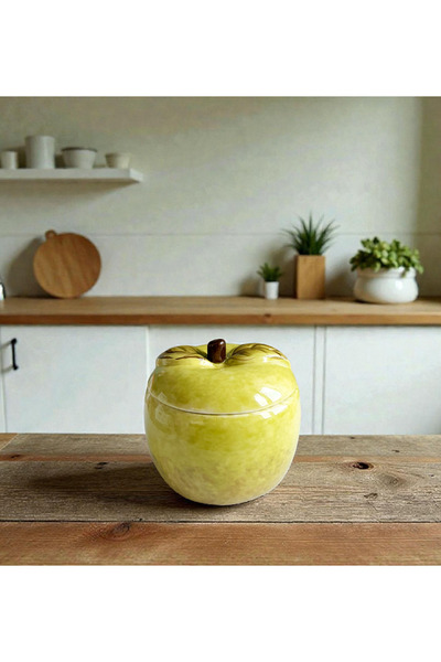 Trueland Decorative Ceramic Apple Jar (Green)