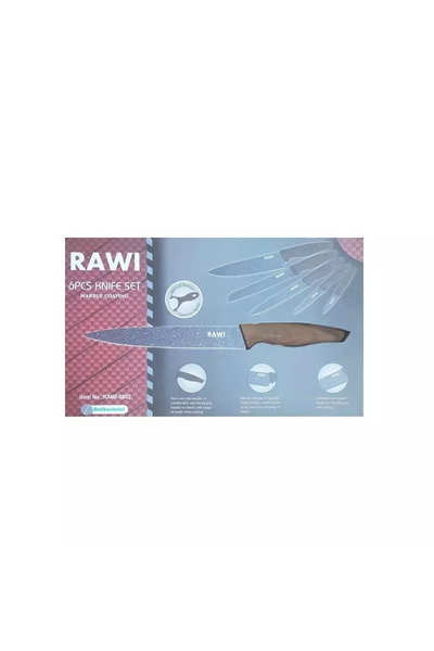 RAWI Set of 6 RAWI knives, made of marbled metal, Brown