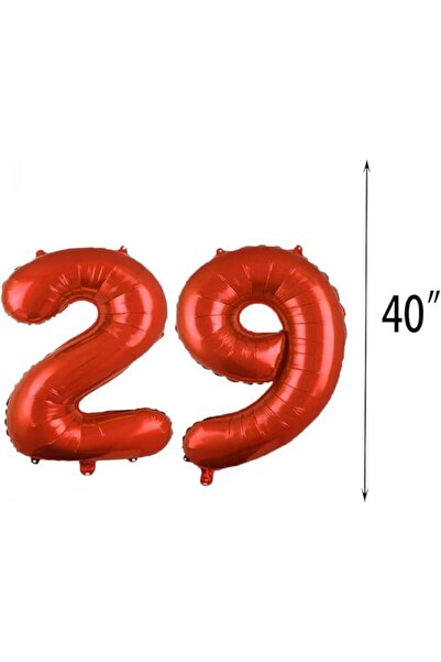 OEM Set of 25 balloons for birthday/anniversary, large 29-year balloon, 101 cm, red