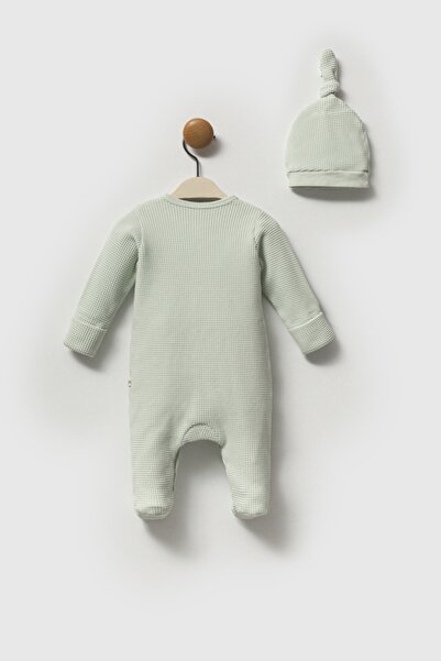 Moi Noi 100% Cotton Waffle Textured Hat Romper – Oeko-Tex Certified (Plum / Mint / Petrol)