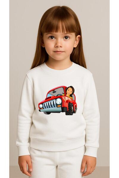 playwear Παιδικό Φούτερ Σετ Ρούχων GİRL ARABA Με Στάμπα για Κορίτσια και Αγόρ...