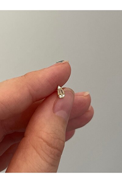 denizden silver Gümüş baget taşlı damla piercing