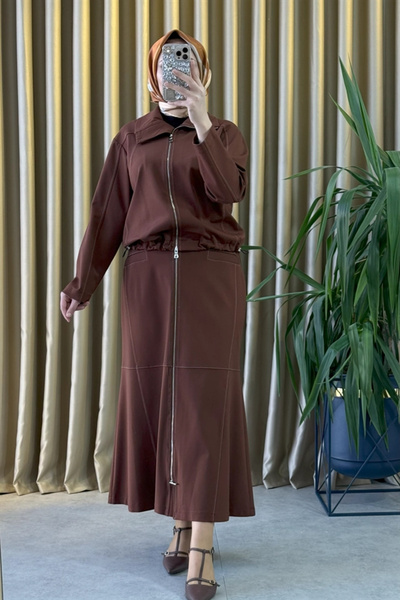 MissWhence 38201 Skirt Suit Tan