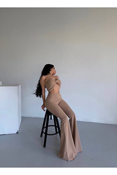 sajarsln Σετ δύο τεμαχίων Saja Rsln με φιόγκο και καμπάνα παντελόνια με λαμπερές πέτρες L ελαστικό ύφασμα